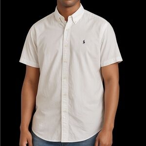 Vintage Rare Polo Ralph Lauren Men's Short Sleeve Cotton Silk Blend Shirt